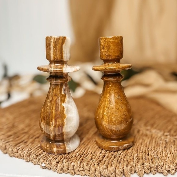 Italian Onyx Candle Stick Set